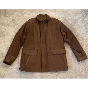 Vintage Reed Sportswear Mens Brown Leather Jacket Quilted Lining USA XL
